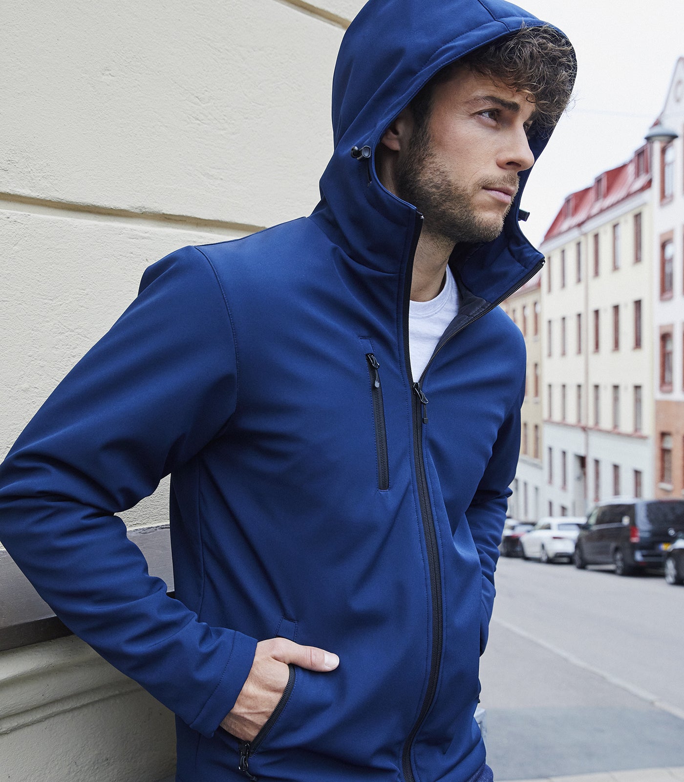 Giacca Manica Lunga Imbottita con Cappuccio Softshell Uomo