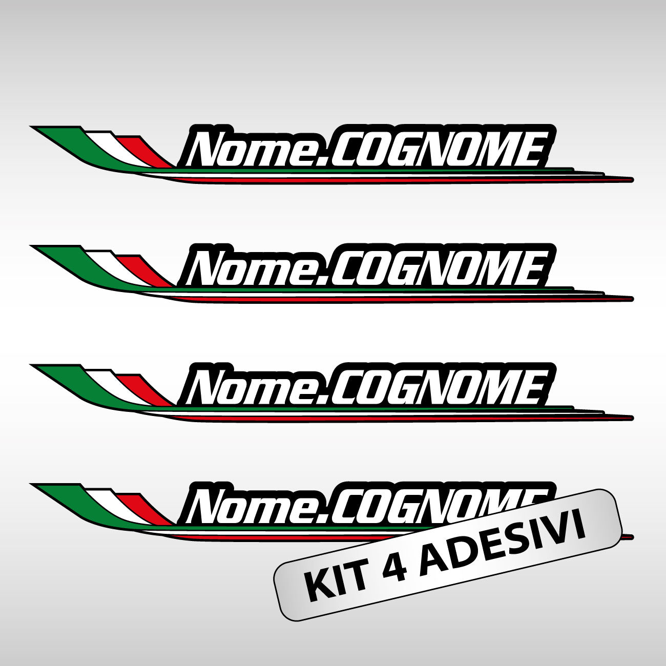 Pegatinas de nombre personalizadas con la bandera italiana