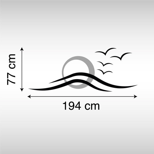 Adesivo Camper - Onde e Tramonto con Gabbiani