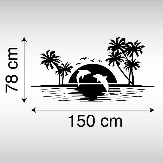 Adesivo Camper - Isola Tropicale con Tramonto