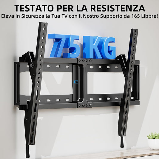 Soporte de pared inclinable para monitor de 32 a 75" | Capacidad de carga de 75 kg para trabajo pesado