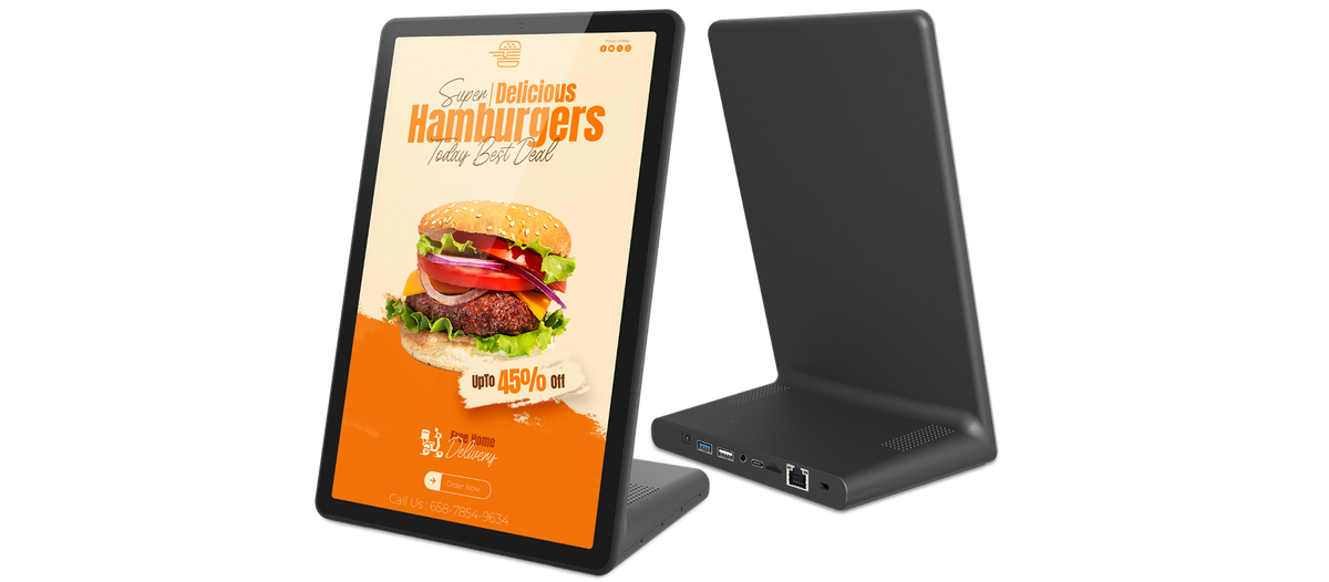 Desktop signage touch a L 10,95″ verticale ZIPPODIGITAL: esempio d’uso ELC, menu e promozioni