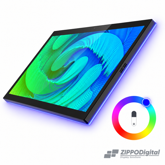ZIPPODIGITAL pannello domotico touch 15,6″: illuminazione RGB dei bordi personalizzabile, esempio di selezione del colore