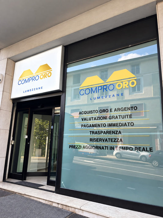 COMPRO ORO LUMEZZANE: insegna luminosa e vetrina satinata