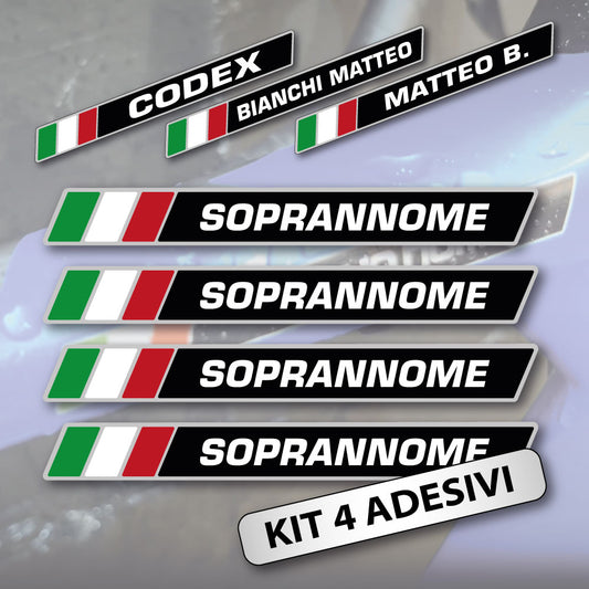 Adesivi Personalizzabili Nome + Bandiera Italiana