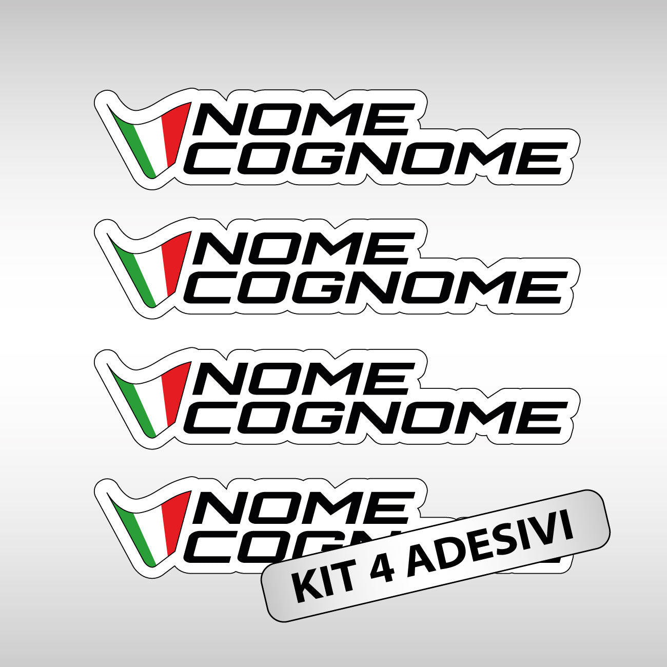 Pegatinas con nombre y apellido de Racing con la bandera italiana