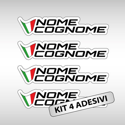 Pegatinas con nombre y apellido de Racing con la bandera italiana