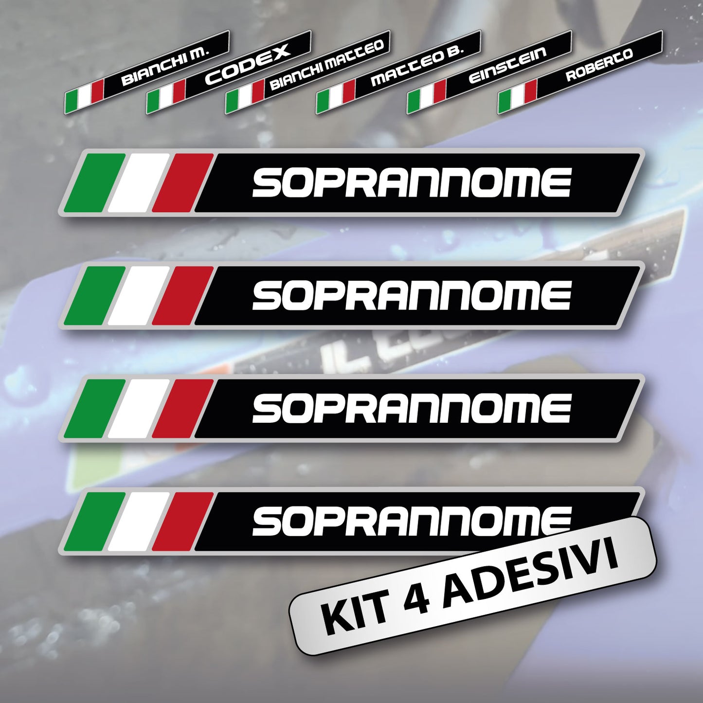 Customizable Name + Italian Flag Stickers