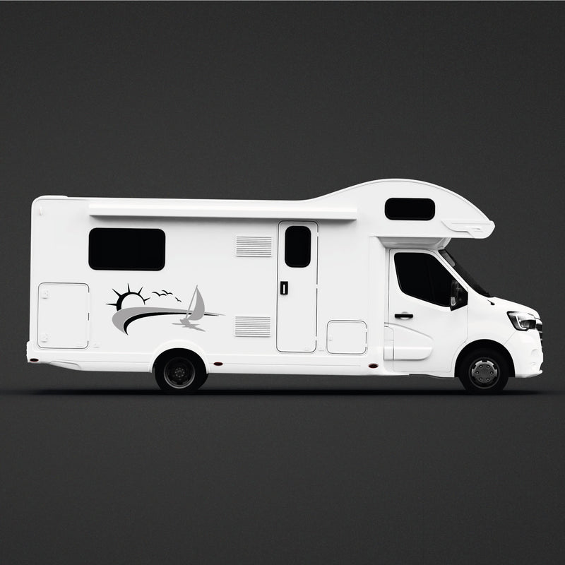 Camper Sticker - Sunset with Seagulls