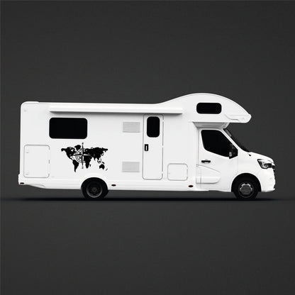 Camper World Map &amp; Compass Sticker: Explore in Style