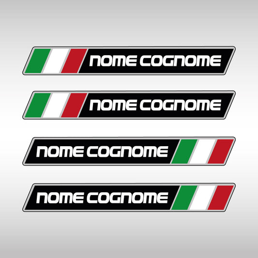 4 Adesivi Personalizzati con Nome e Cognome per Casco Moto e Bici