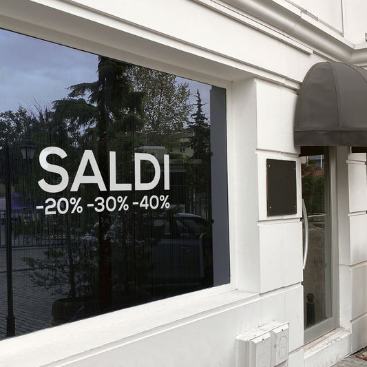 Adesivo Intagliato "Saldi -20% -30% -40%"