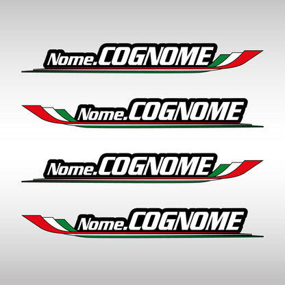 Adesivi Nome Personalizzato con Bandiera Italiana (4 pz)