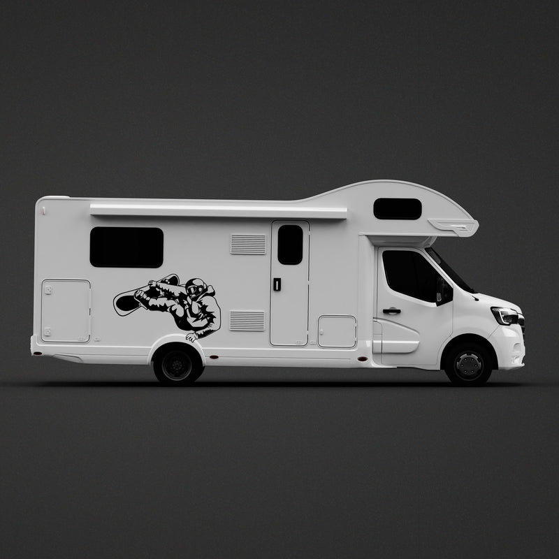 Camper Sticker - Snowboard in Action