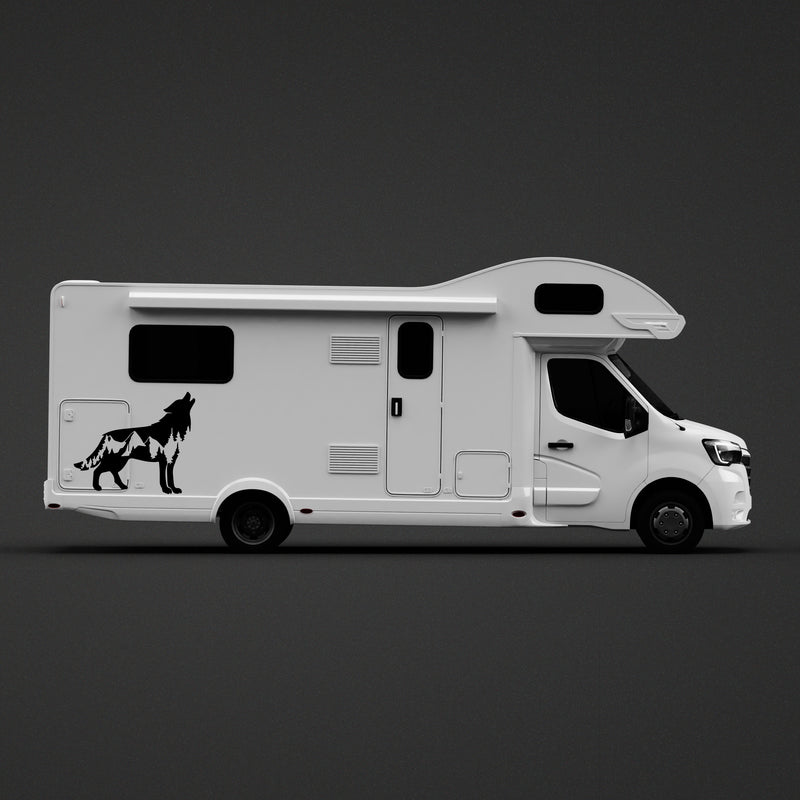 Howling Wolf with Forest Camper Sticker