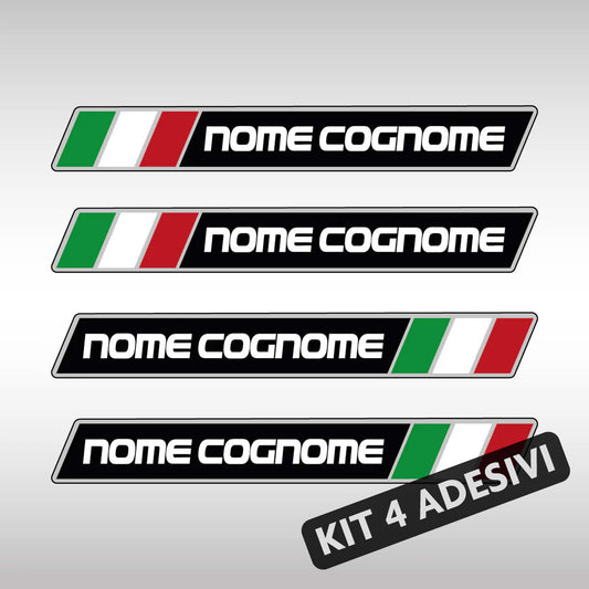 Adesivi Nome Personalizzato con Bandiera Italiana (KIT 4 ADESIVI)