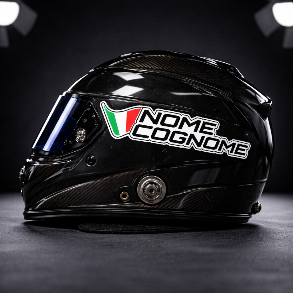 Pegatinas con nombre y apellido de Racing con la bandera italiana