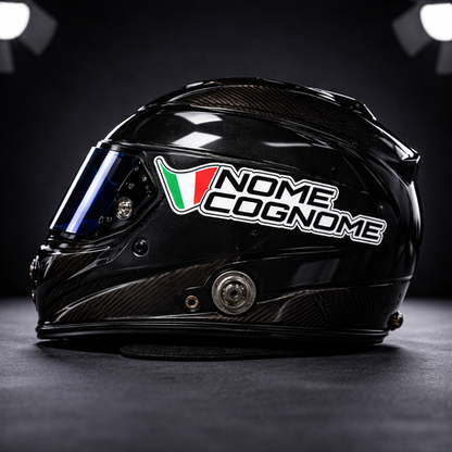 Pegatinas con nombre y apellido de Racing con la bandera italiana