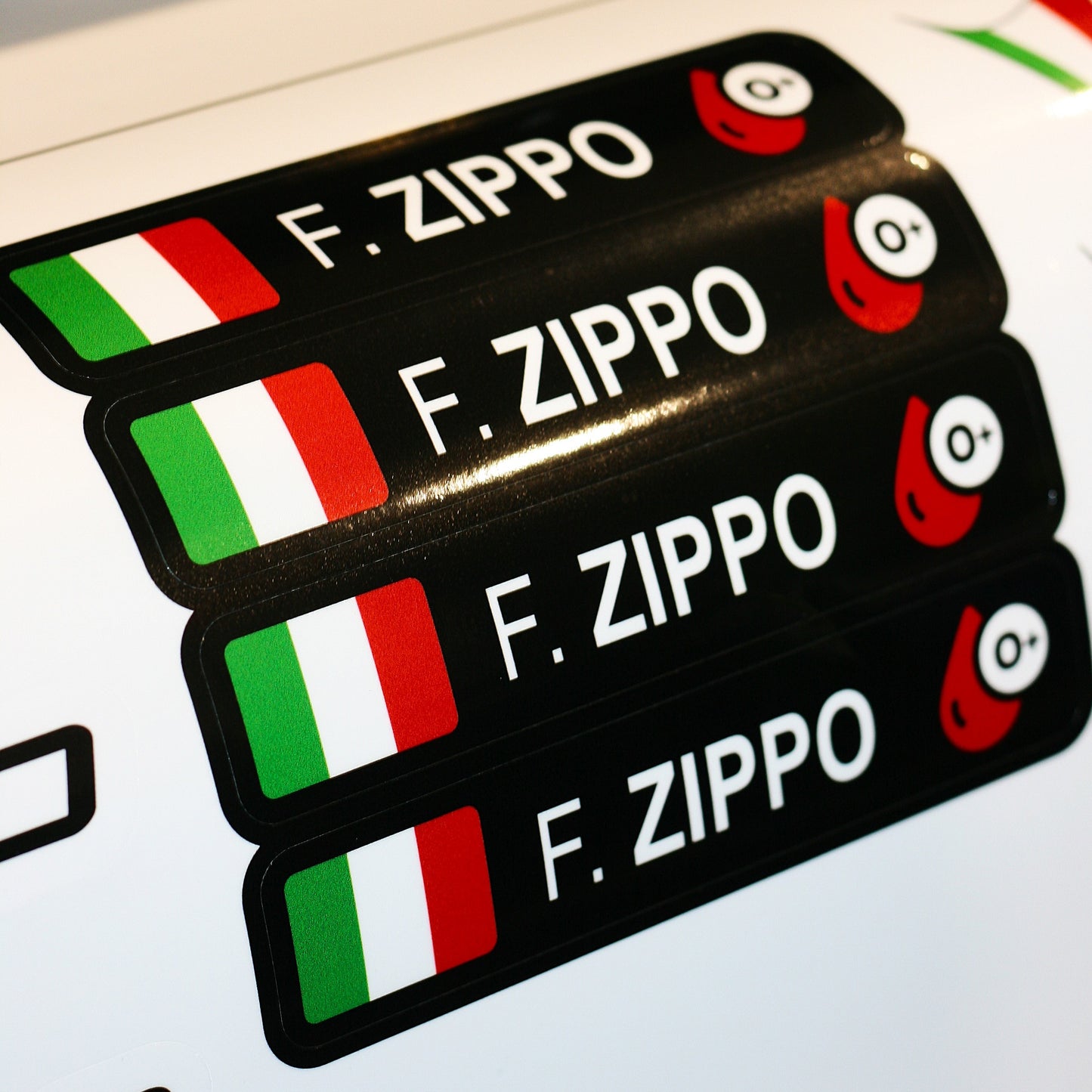 Personalized Name Stickers with Italian Flag and Blood Type