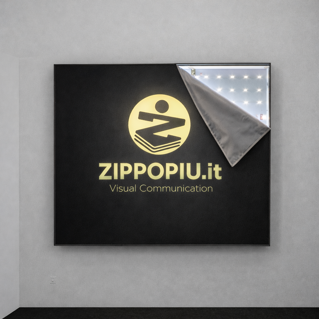 LIGHTBOX LUMINOSO in alluminio con TESSUTO