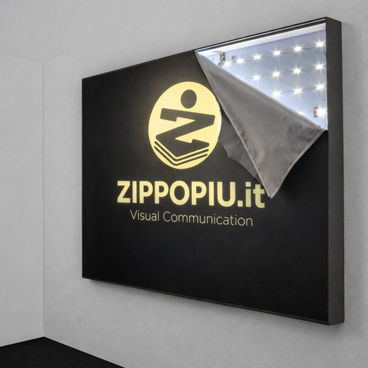 LIGHTBOX LUMINOSO in alluminio con TESSUTO