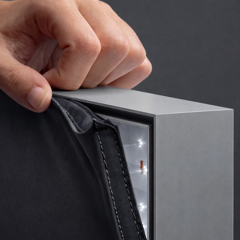 LIGHTBOX LUMINOSO in alluminio con TESSUTO