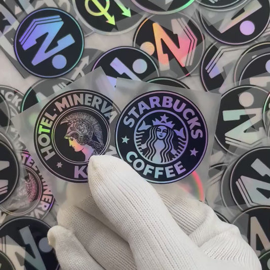 Video stickers olografici personalizzati effetto cangiante