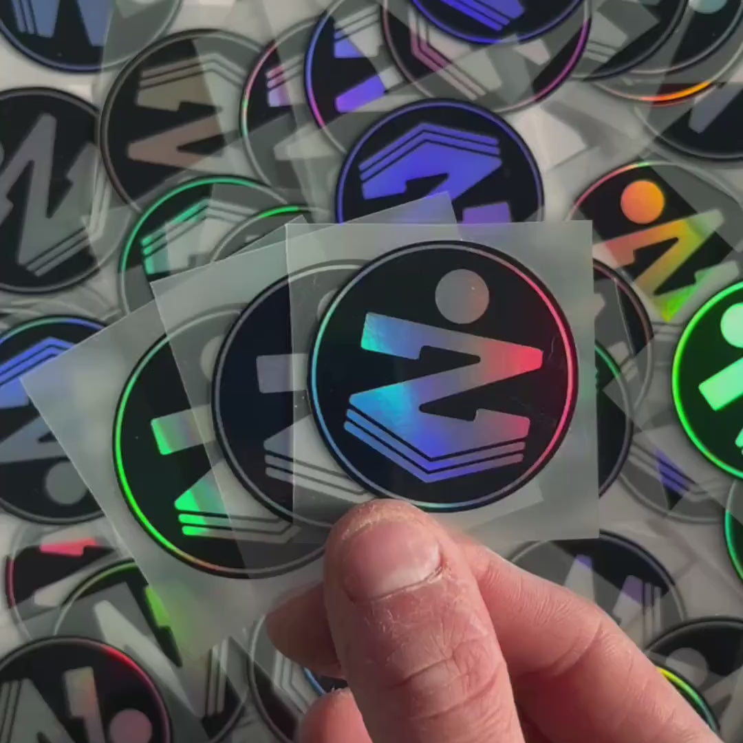 Video adesivi olografici personalizzati effetto arcobaleno quadrato