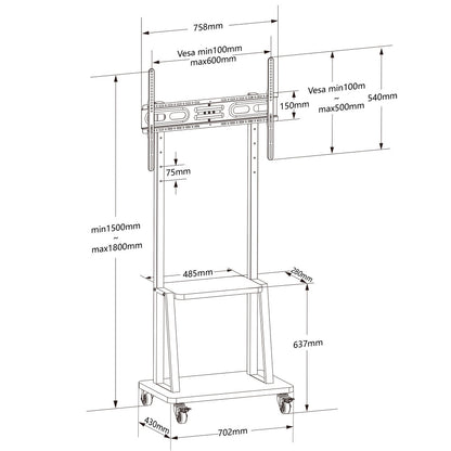 Supporto a Pavimento con Mensola per TV LCD/LED/Plasma 32-70"