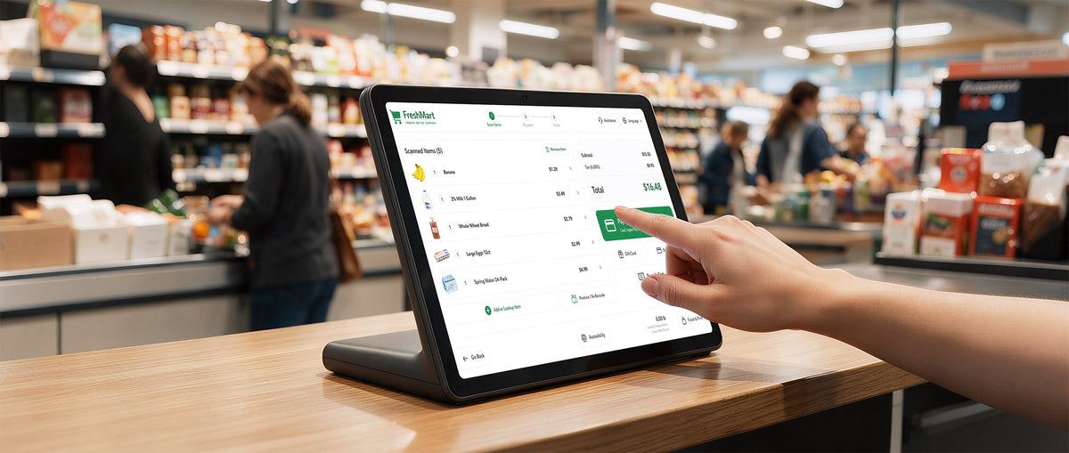 Desktop signage touch a L 10,95″ orizzontale ZIPPODIGITAL: esempio d’uso ELC, interazione al bancone