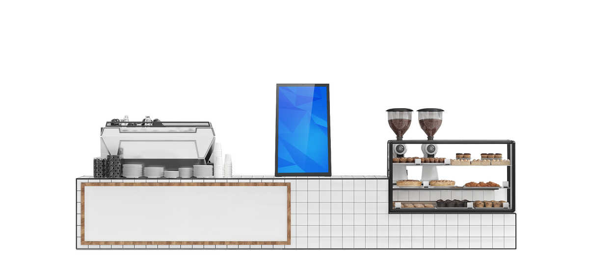 Desktop signage touch a L 15,6″ Full HD Android 15 ZIPPODIGITAL: esempio d’uso ELC, banconi e locali
