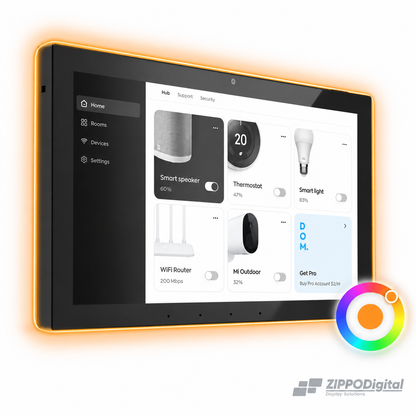 ZIPPODIGITAL pannello domotico touch 10,1″: illuminazione RGB dei bordi personalizzabile, esempio di selezione del colore
