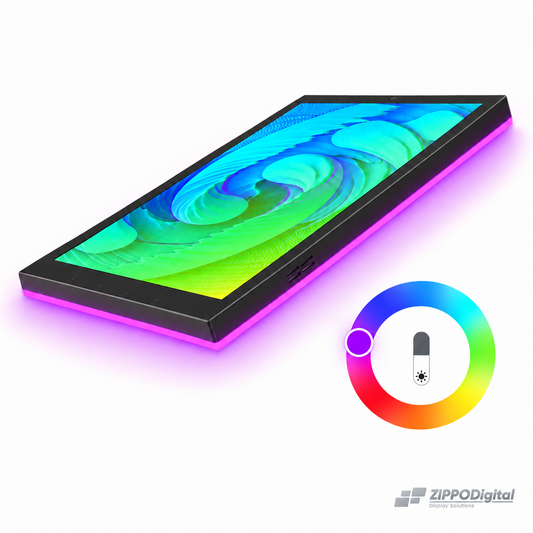 ZIPPODIGITAL pannello domotico touch 9,7″: illuminazione RGB dei bordi personalizzabile, esempio di selezione del colore
