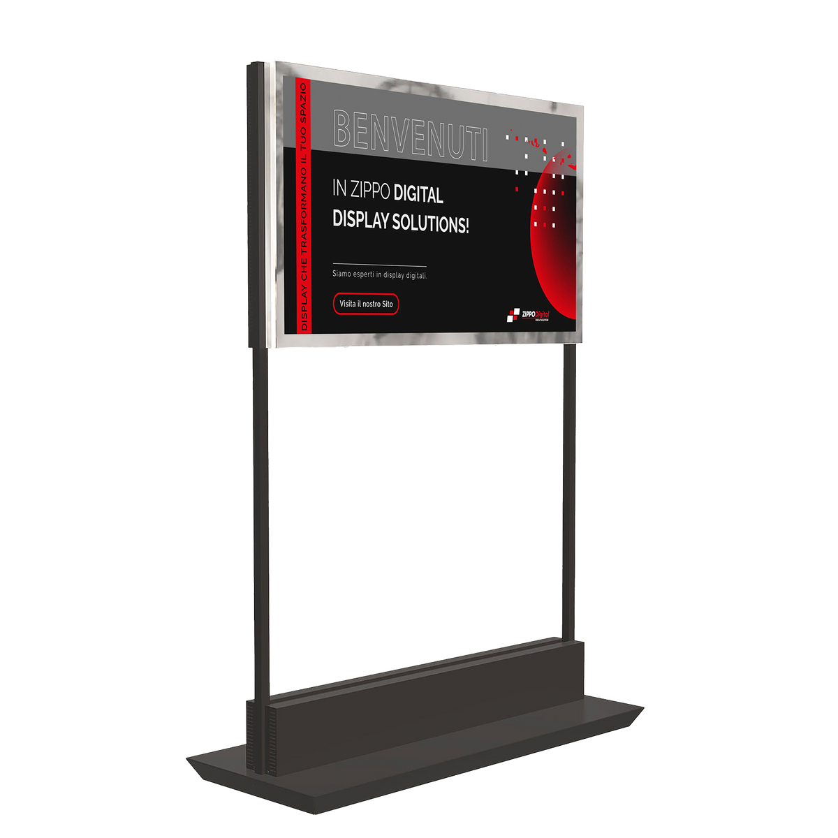 Totem da Vetrina Luxury Completo + 3 Anni Software Incluso: totem orizzontale in prospettiva