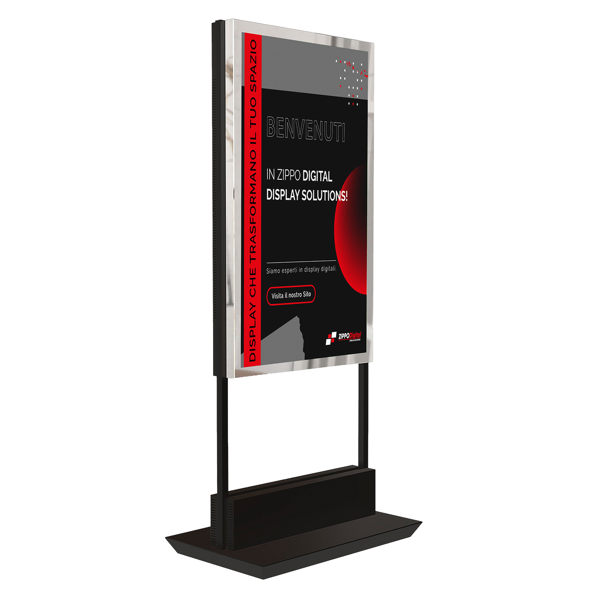 Totem da Vetrina Luxury Completo + 3 Anni Software Incluso: totem verticale in prospettiva