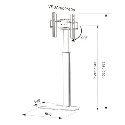 Supporto da Pavimento da 32" a 65": disegno tecnico con misure