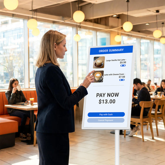 TV portatile touch su ruote 32″ 4K ZIPPODIGITAL: esempio d’uso, ordinazioni interattive