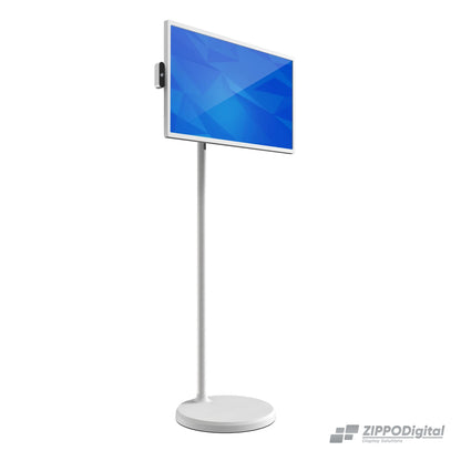 ZIPPODIGITAL TV touch su ruote 32 full hd: tre quarti sinistra, schermo touch portatile su ruote