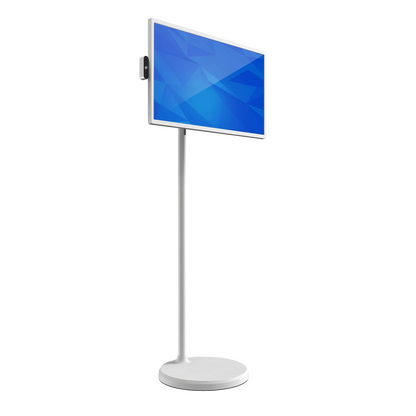 ZIPPODIGITAL TV touch su ruote 32″ Full HD: tre quarti sinistra, schermo touch portatile su ruote