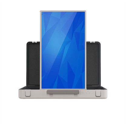 ZIPPODIGITAL TV touch a valigetta 27″: schermo touch portatile a valigetta, frontale verticale