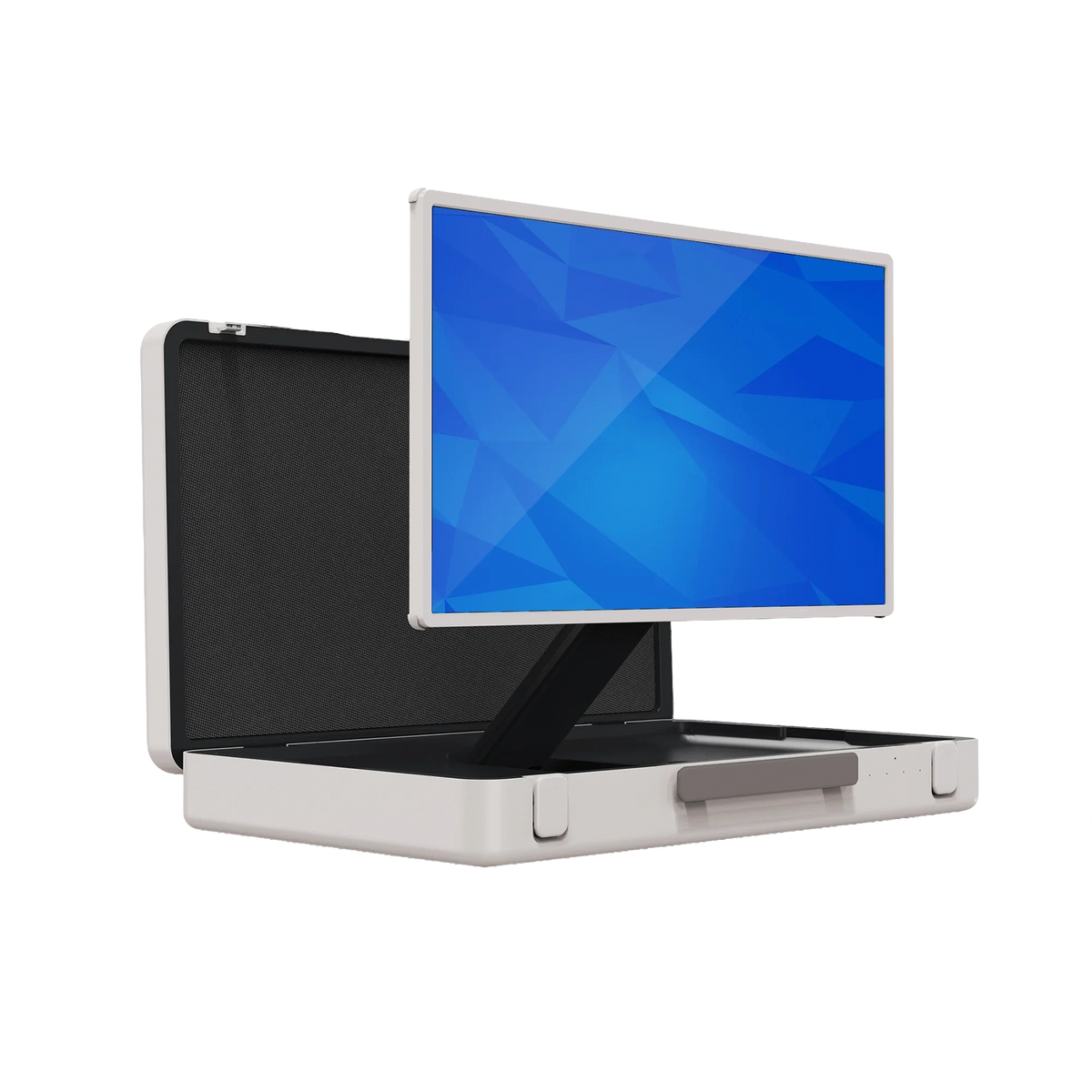 ZIPPODIGITAL TV touch a valigetta 27″: schermo touch portatile a valigetta, tre quarti sinistra