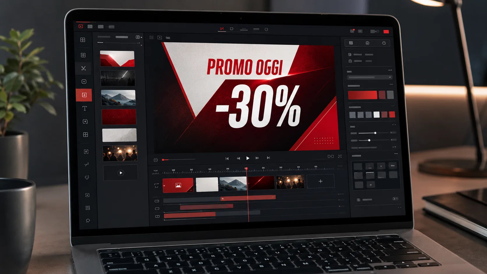 Editor template digital signage con promo oggi e sconto su display